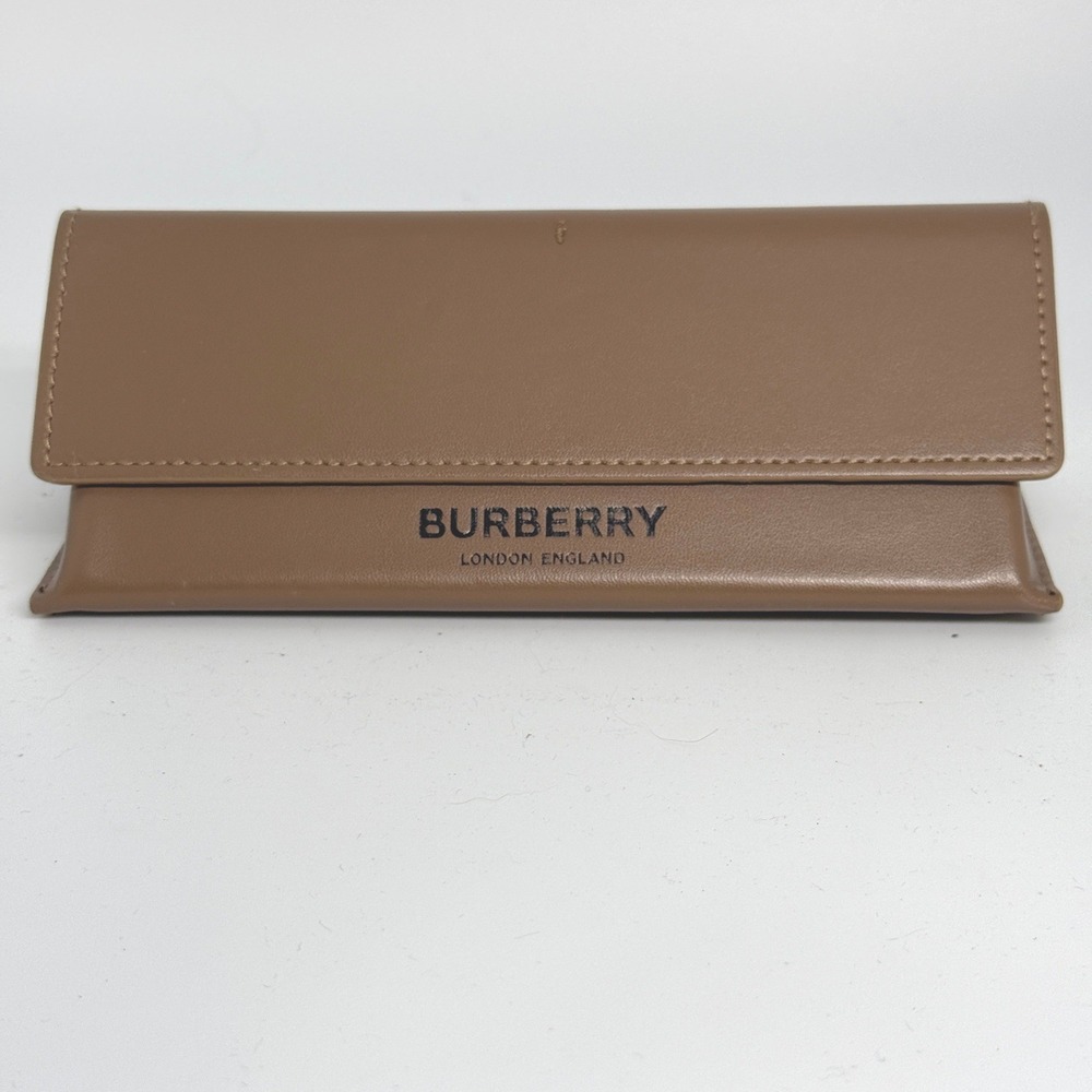 Burberry Tan Brown Leather Sunglasses Case London England Foldable Eyeglasses 3